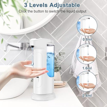 12.5oz Automatic Liquid Soap Dispenser, Touch-Free Battery Operated Adjustable Soap Dispensing Volume for Kitchen Bathroom - color: White