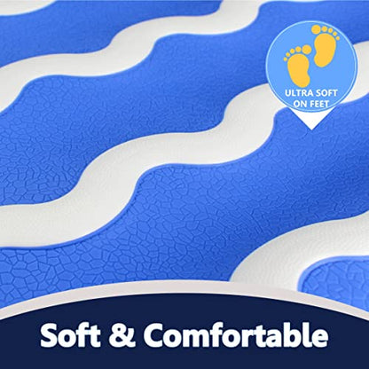 SafeLand Patented Non-Slip Bath, Shower, Tub Mat, TPR Material, Eco-Friendly, Non-PVC, Color Combo, Machine Washable, Durable, with Powerful Gripping Suction Cups, Wave-254 (17"x30") - color: Wave Gy