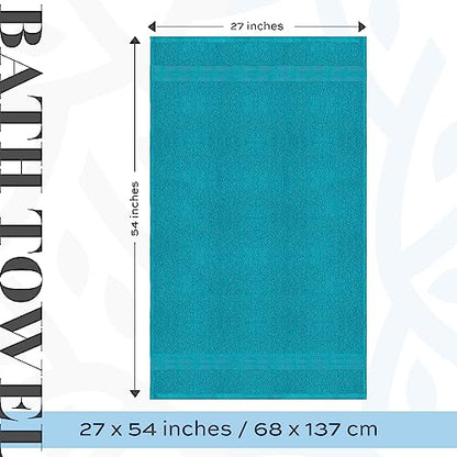 White Classic Luxury Bath Towels Set of 4 Large - 700 GSM Cotton Ultra Soft Bath Towels 27x54 | Highly Absorbent and Quick Dry | Hotel Towels for Bathroom Luxury, Plush Shower Towels, Aqua - color: 13: Aqua