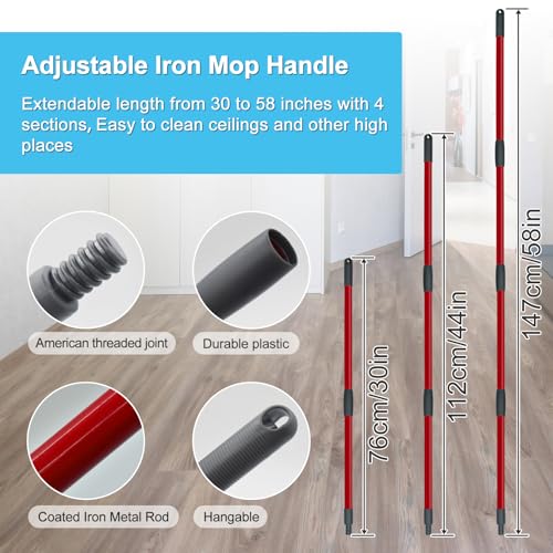 Mop Handle, Chenille Duster & Mop Brush for O-Cedar EasyWring 1-Tank | Mop Handle Combo for O cedar Mop, Mop Replacement for Ocedar Spin Mop, Chenille Duster and Scrub Brush for Wet/Dry Use - size: 2 pack mop heads set