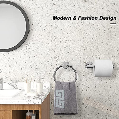 NearMoon 2 Pieces Bathroom Hardware Accessories, Towel Ring and Toilet Paper Holder- Stainless Steel Bath Towel Hanger and Hand Towel Holder, Wall Mounted (Chrome Finish) - color: Chrome Finish