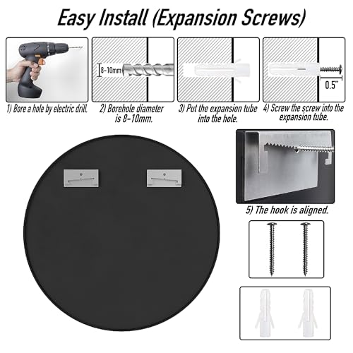 SCWF-GZ 20" Round Mirror Circle Wall Mounted Hanging or Against Wall Metal Frame Dressing Make-up Mirrors for Entryway Bedroom Bathroom Living Room 20 inch Black | HD Crystal Clear No distortion Tempered Glass,Aluminum Frame,Make-Up Mirrors for Bedroom,En