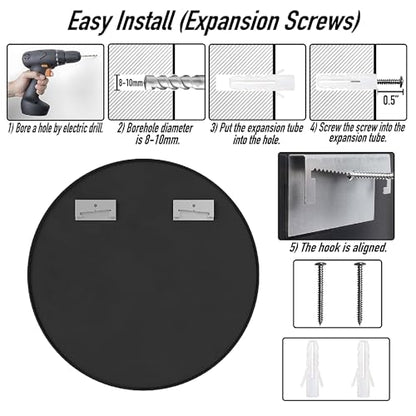SCWF-GZ 20" Round Mirror Circle Wall Mounted Hanging or Against Wall Metal Frame Dressing Make-up Mirrors for Entryway Bedroom Bathroom Living Room 20 inch Black | HD Crystal Clear No distortion Tempered Glass,Aluminum Frame,Make-Up Mirrors for Bedroom,En