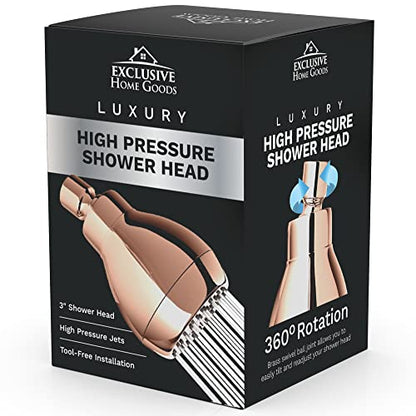 High Pressure Shower Head - Powerful Deluxe Bathroom Showerhead with Strong Spray Stream and Small Silicone Nozzles - Universal Fit Works with High and Low Water Flow Showers 1.8 GPM - Rose Gold - color: Rose Gold, size: 1.8 GPM