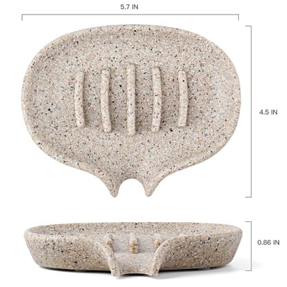 Self Draining Soap Dish for Shower & Bathroom Sink with Drain | Large Marble Resin Non Slip Soap Tray for Bar Soap, Kitchen Counter, Bathtub & Sink - color: 1 Pcak&b-linen