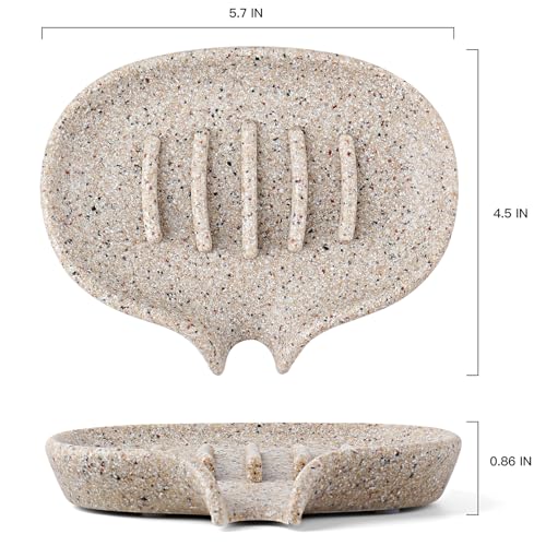 Self Draining Soap Dish for Shower & Bathroom Sink with Drain | Large Marble Resin Non Slip Soap Tray for Bar Soap, Kitchen Counter, Bathtub & Sink - color: 2 Pcak&b-linen