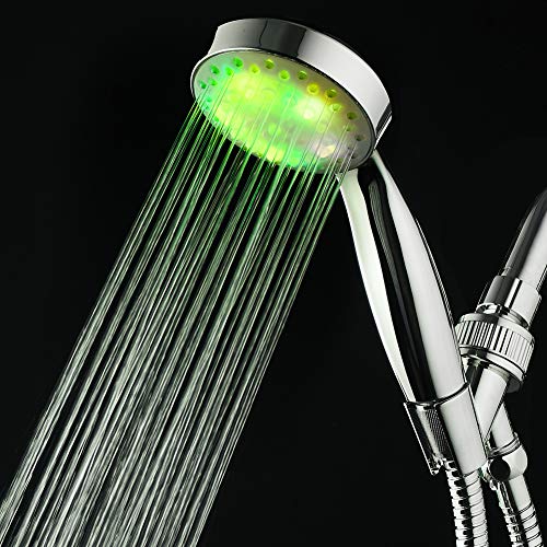 KAIREY Led Shower Head with Handheld 7 Color Changing Automatically Light Up Shower Head Polished Chrome with 60 Inches Stainless Steel Hose and Adjustable Bracket - style: Classic