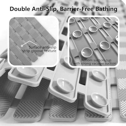easyBee Shower Mat 27.5"x15.7", Bathtub Mat Non-Slip Bath Mat, Bathing Mat for Tub, Machine Washable, Anti-Slip Shower Liner (Clear) - color: Transparent