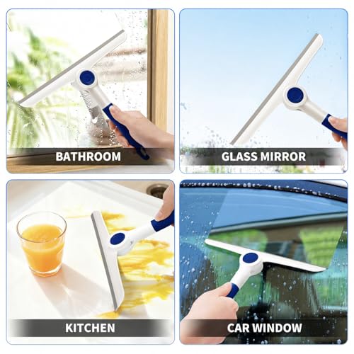 Window Squeegee for Glass Doors，All-Purpose 9.7” Window Cleaning Squeegee, Handheld for Windows, Car Windshields & More，Blue (9.7" Window Squeegee)