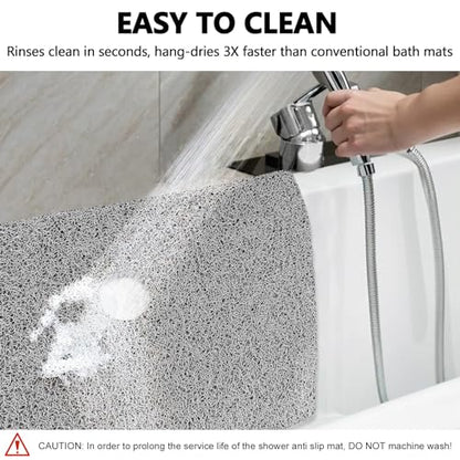 Large Square Shower Mat, Yonala 27 x 27 Inch Non Slip Shower Mats for Inside Shower/Bathroom, Soft PVC Loofah Shower Floor Mat with Central Drain Hole, Quick Drying, Easy Clean - size: 27" x 27" (Square)