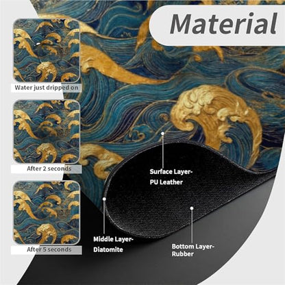 Faucet Fast Absorbent Pad - Japanese Gold Waves Navy Multi , Suitable For Kitchen, Bathroom, Island And Other Scenes - color: Japanese Gold Waves Navy Multi