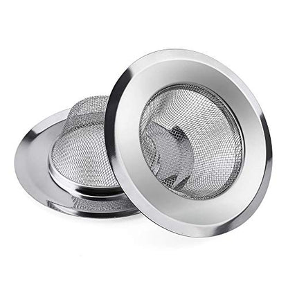 2 Pack - 2.13" Top / 1" Basket- Sink Strainer Bathroom Sink, Utility, Slop, Laundry, RV and Lavatory Sink Drain Strainer Hair Catcher. 1/16" Holes. Stainless Steel