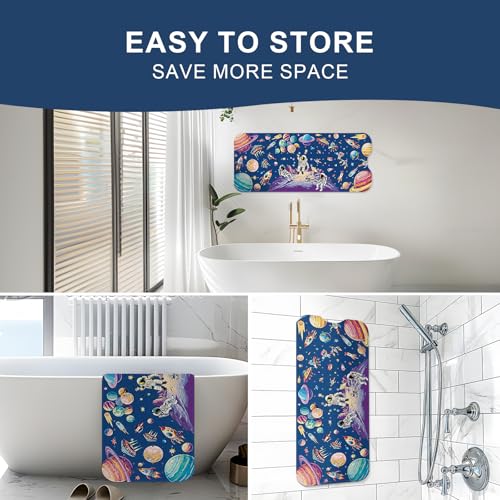 Baby Bath Mat for Tub Non Slip Kids, BPA Free Extra Long Bathtub Mat 40x16 with Drain Holes and 200 Suction Cups, Non Toxic Machine Washable Toddler Bath Mat, Eco-Friendly Certified - color: Blue Planet