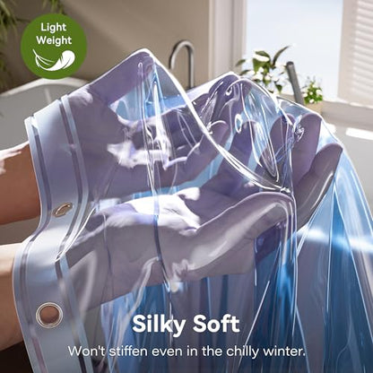Plastic Shower Curtain Liner Pack of 2, Lightweight Clear Plastic Shower Liner PEVA 72 x 72 Waterproof Shower Curtains for Bathroom with 3 Strong Magnets and Rustproof Grommets, Clear Blue - color: Clear Blue, size: 72"W x 72"L (Pack of 2)