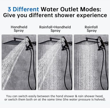 G-Promise All Metal 10 Inches Rainfall Shower Head with Handheld Combo | All Metal, Built to Last, Easy Install, Adjustable Height & Angle for All Heights, Extra Long Hose, Modern Upgrade - color: Oil Rubbed Bronze, size: 10 Inches