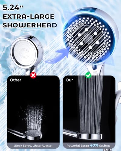Shower Head with Handheld,High Pressure Chrome Rain Shower Head | Regaderas Para Shower,11.8" Rectangular,Rainfall Shower Head,Dual Shower Head,Bathroom Decor,Extension Arm,7 Spray Mode - color: A-Chrome, style: Rectangular 12"