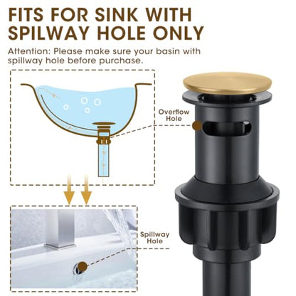 Gold Bathroom Faucet,Bathroom Faucet 3 Hole,Bathroom Sink Faucet | Brass Bathroom Faucet,Brushed Gold Bathroom Faucet 8 Inch With Pop-Up Drain And 2 Supply Hoses For Vanity Lavatory - color: Gold