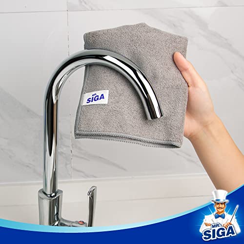 MR.SIGA Microfiber Cleaning Cloths, Streak Free Microfiber Towels, 12 Pack | All-purpose microfiber cloths, ultra absorbent, reusable household cleaning towels, Gray, 32 x 32 cm(12.6 x 12.6 inch) - color: Grey