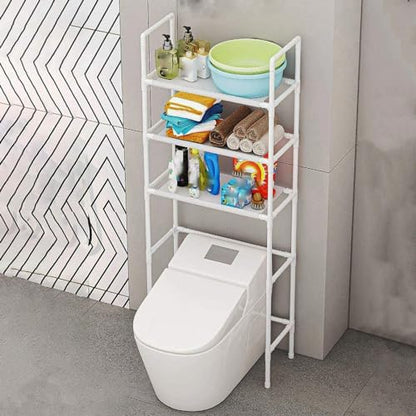 3-Tier Over The Toilet Storage, Space Saver Stainless Steel Bathroom Shelves, Freestanding Above Over Toilet Storage Shelf for Bathroom - color: White