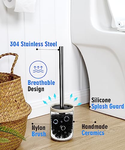 2 Pack Toilet Bowl Cleaning Brush Set for Bathroom | No Assembly and No Scratching Toilet Bowl, 304 Anti-Rust Handle - color: Brush