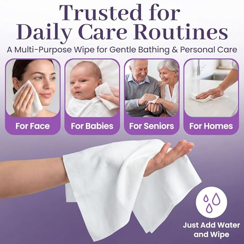 Disposable Dry Wipes, 100 Pack – Ultra Soft Non-Moistened Cleansing Cloths for Adults, Incontinence, Baby Care, Makeup Removal – 9.5" x 13.5" - Hospital Grade, Durable – by ProHeal