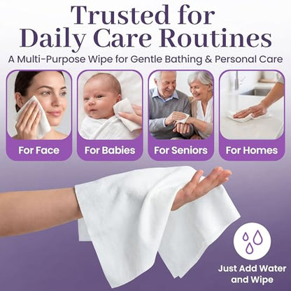 Disposable Dry Wipes, 100 Pack – Ultra Soft Non-Moistened Cleansing Cloths for Adults, Incontinence, Baby Care, Makeup Removal – 9.5" x 13.5" - Hospital Grade, Durable – by ProHeal