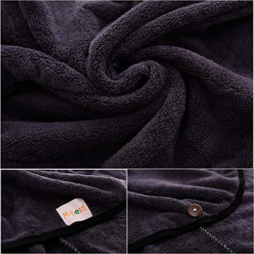 M-bestl 2 Pack Hair Drying Towels, Hair Towel Wrap,Absorbent Microfiber Hair Towel Turban with Button Design to Dry Hair More Quicker(Blue&Dark Gray) - color: Blue&dark Gray