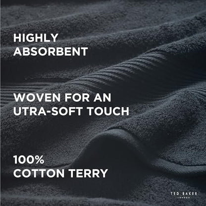 Ted Baker Cotton Bath Towel Soft, Highly Absorbent, 30 x 56, Black, 1 Pc - color: Black, size: Bath Towel - 1 Piece