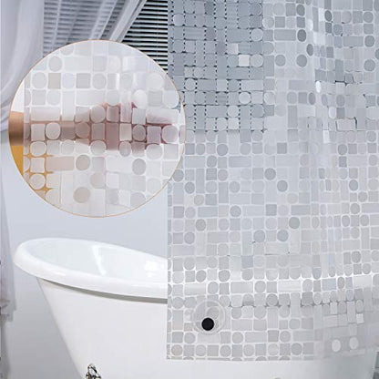 WELTRXE EVA Shower Curtain Liner Waterproof, Clear 8G Heavy Duty Plastic Shower Curtain Liner with Magnets for Bathroom Shower Stall, Bathtubs, Thick Liner Without Chemical Smell, 72 x 72,12 Hooks - color: Clear - Geometric, size: 72"W x 72"L (Pack of 1)