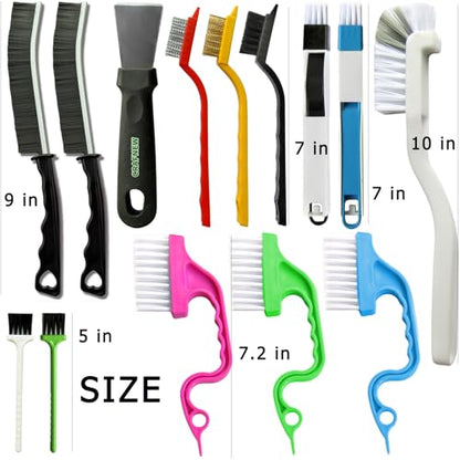 CRAFNEW 14Pcs Small Crevice Cleaning Brush Set, Groove Gap Cleaning Tool | Ideal for cleaning kitchens, bathrooms, corners, sinks, doors, window tracks and cups