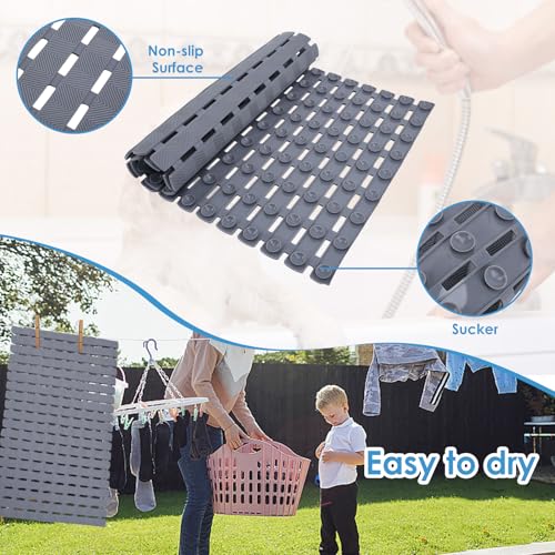 Bathtub Shower Mat, Pet Dog Bathing Non-Slip Mat, Dog Bath mat for tub, Quick Drain Bathtub Mat with Suction Cups & Drain Holes for Bathroom, 27 X 15.7 Inch (Khaki) - color: Khaki