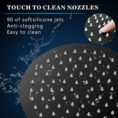 Voolan High Pressure Rain Shower Head - Rainfall Shower head Made of All Metal Stainless Steel - Comfortable Shower Experience Even at Low Water Flow (8 Inch, Black) - color: Matte Black, size: 8 Inch