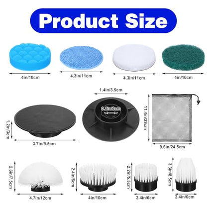 Electric Spin Scrubber Replacement Brush Heads, 8 Pack Cordless Spin Scrubber Brush Replaceable Heads with Base and Storage Bag, Rotatable Cleaning Brushes for Household Bathroom Floor Tile Car