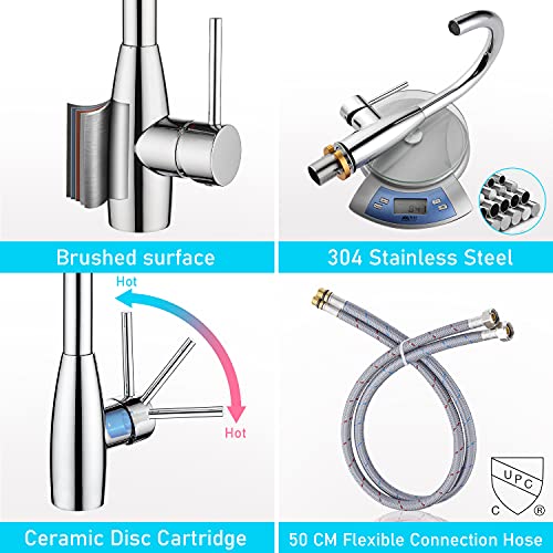 CREA Bar Sink Faucet Bathroom Faucets Single Hole Handle Chrome with Deck Plate Prep Wet Utility Small Mini Faucet for Marine Vessel Outdoor Farmhouse Vanity Lavatory - color: Chrome-1