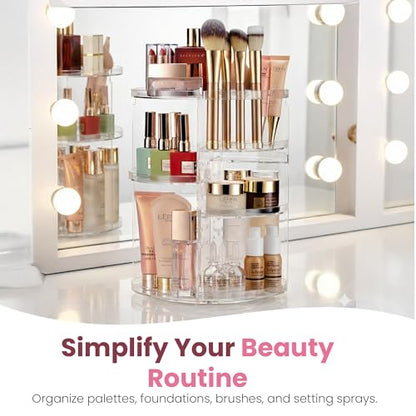 Masirs 360 Rotating Makeup Organizer Countertop, Adjustable Shelf, Clear | 360-Degree Rotating Makeup Organizer, Adjustable Shelf Height, Cosmetic Perfume Skincare Storage, Vanity Countertop, Clear - color: Clear