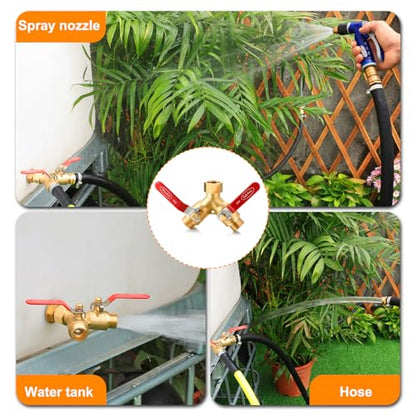 2 Way Hose Splitter Heavy Duty Brass Y Valve Garden Faucet 1 Pack | Full Flow High Pressure Diverter, 3/4 GHT Thread, Rust Resistant for Lawn Irrigation, Car Wash & Outdoor Garden Use - color: 2-Way Full Flow 1PCS