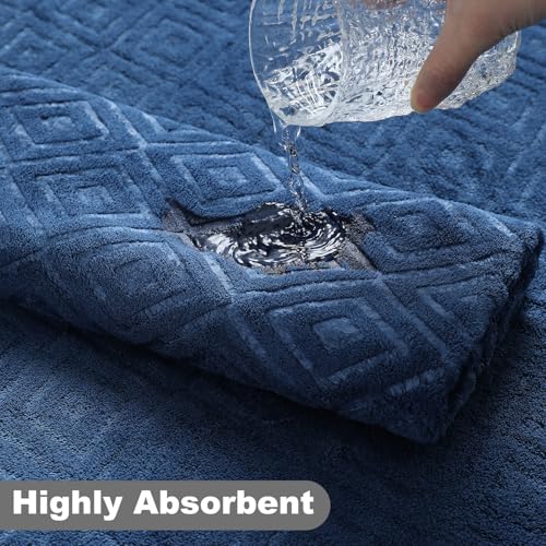 Smuge 18-Piece Bath Towel Set, Include 6 Bath Towel Sheets, 6 Hand Towels and 6 Washcloths - Highly Absorbent Quick Dry 100% Microfiber,Ultra Soft Bathroom Towel Set (Navy Blue) - color: Navy Blue, size: 18 Pcs Bath Towel Set