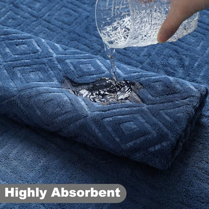 Smuge 18-Piece Bath Towel Set, Include 6 Bath Towel Sheets, 6 Hand Towels and 6 Washcloths - Highly Absorbent Quick Dry 100% Microfiber,Ultra Soft Bathroom Towel Set (Navy Blue) - color: Navy Blue, size: 18 Pcs Bath Towel Set