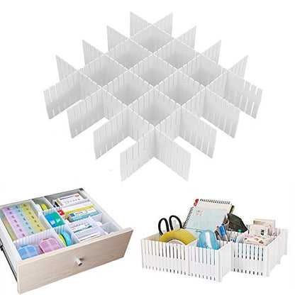 Onerbuy 8pcs Adjustable Grid Drawer Dividers DIY Plastic Closet Separator Tidy Organizer Container for Underwear Socks Belt Office Supplies - color: Fence