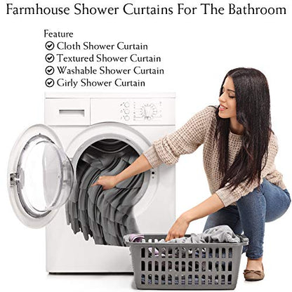 Gray Ruffle Shower Curtain for Bathroom, 72 x 84, Machine Washable Fabric | Handcrafted Ruched Ruffles, Extra-Long 72x84, Soft Brushed Microfiber, Full Coverage Fit, 12 Hooks Included, Easy Hanging - color: Grey, size: 72"W x 84"L (Pack of 1)