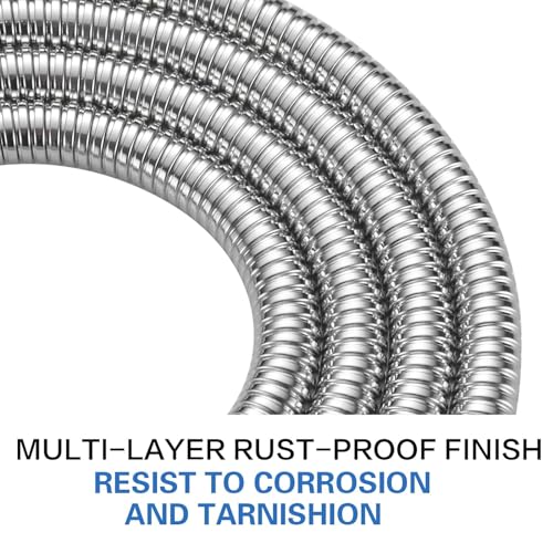 RUMOSE 98 inches Extra Long Shower Hose, Chrome | Shower Head Extension Hose, Attachment Flexible Handheld Shower Sprayer Hose, Stainless Steel Shower Tube - color: Chrome, size: 98"