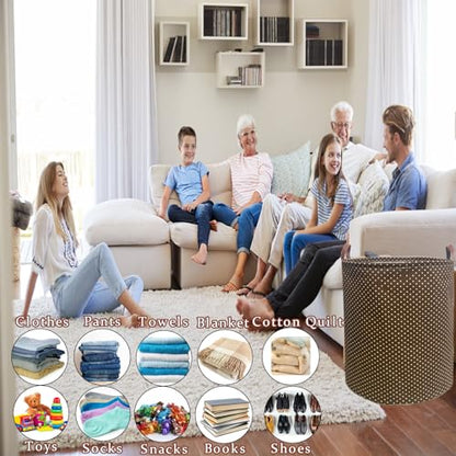 80L Waterproof Laundry Hamper in Family Leather Handle Laundry Basket in Dormitory Collapsible Laundry Bag in Nursery (96-Satisfied laundry hampers, 80L) - color: 96-Satisfied laundry hampers