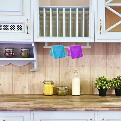 Cabinet Towel Rack Stainless Steel Single Bar Over Door Holder for Kitchen | And Bathroom Hanging Dish Cloth Storage Organizer White Large