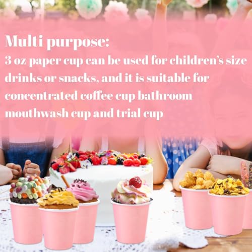3 oz Small Paper Cups, 50 Pack Bathroom Cups Mouthwash Cups Pink | 3 oz Bathroom Espresso Cups, Disposable Paper Cups for Snack Espresso Campers Home Office Condos - color: Pink, size: 50 Count