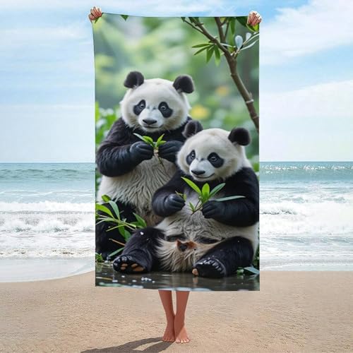 Cute Panda Bamboo Oversized Bath Towels, Highly Absorbent Quick Dry Soft Beach Towel, Sand Free Multipurpose for Beach Pool Bathroom Hotel Picnic 2 Sizes - color: Cute Panda Bamboo, size: 51x31inch