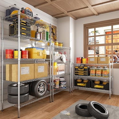 Auslar 3-Tier Heavy Duty Wire Shelving, Adjustable Storage Rack, Chrome | 14"D x 36"W x 36"H, Metal Standing Shelving Units, 750 lbs Capacity, for Garage Kitchen Pantry Basement Bathroom Laundry - size: 3 Tier
