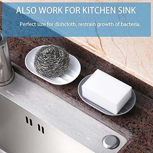 Bathroom Soap Dishes Dish Holder Stand Saver Tray Case for Shower-Silicone Rubber Drainer Dishes for Bar Soap Sponge Scrubber Bathroom Kitchen Sink-Dishwasher Safe-Drains Water,Extends Soap Life