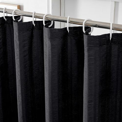 Aiyufeng Moga Fabric Black Shower Curtain 36 x 72 Inches Bath Stall Size, Hotel Quality, Washable, Black Spa Bathroom Curtains, 36x72 - color: Black, size: 36"W x 72"L (Pack of 1)