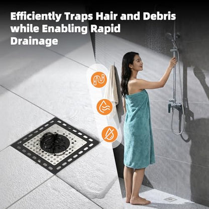 Hibbent Upgraded Shower Drain Hair Catcher, Shower Cover for Bathroom Floor 4" Drain, Anti-Clogging Bathtub Strainer, Stainless Steel Kitchen Sink Strainer with Handle, Black - color: 4' Black