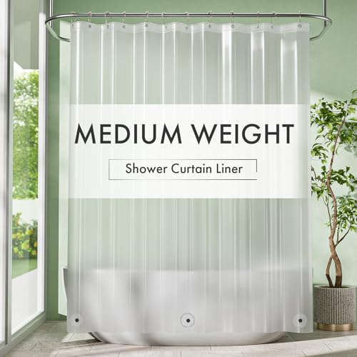 Frosted Shower Curtain Liner, 72x78 Plastic Shower Liner PEVA Medium Weight Inside Shower Curtain for Bathroom with Rustproof Grommets - color: Frosted, size: 72"W x 78"L (Pack of 1)